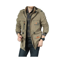 Mens Military Tactical   Bomber Army Jacket Combat Casual Removable hoodie Khaki - £39.49 GBP