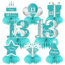 Teal Silver 13Th Birthday Decorations Honeycomb Centerpieces For Girls, 8Pcs Bre - £18.97 GBP