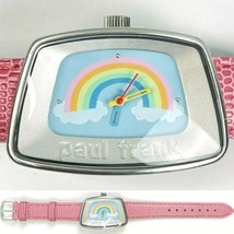 Paul Frank Rainbow Ladies or Kids Tank Watch Cute Pink Leather Band Petite 8in - £105.82 GBP