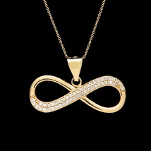 0.25CT Infinity Simulated Diamond Pendant 14k Yellow Gold Plated - £60.61 GBP