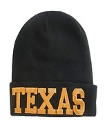 Texas Adult Size Winter Knit Cuffed Beanie Hat (Black/Orange) - $20.44 CAD
