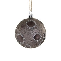 LUNA MOON ORNAMENT 2.75&quot; Silver Gray Glitter Glass Outer Space Christmas... - $16.95