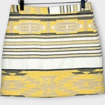 ZARA yellow/white/black tribal stripe mini skirt size medium boho southwestern - £19.45 GBP