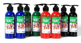 8 Count Horizon Group USA 8 Oz Green Red Blue Black Finger Paints - £35.15 GBP