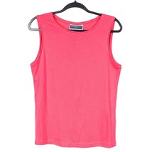 Karen Scott Tank Top PL Womens Pink Round High Neck Cotton Sleeveless Shirt - £10.78 GBP