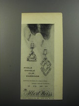 1956 Albert Weiss Jewelry Ad - Angle Dangle Clip Earrings - £14.78 GBP