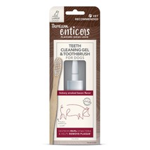 TropiClean Enticers Teeth Cleaning Gel &amp; Toothbrush for Dogs Hickory Smoked Baco - £12.61 GBP