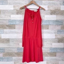 Michael Kors Cold Shoulder Blouson Dress Coral Pink Jersey Knit Womens Small - £19.54 GBP