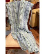 Mile A Minute Handmade Crocheted Afghan Blanket 70&quot;L x 57&quot;W Blue Green S... - £21.41 GBP
