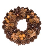 Pine Cone Wreath Fall Christmas Natural Nuts Buckeyes Brown Felt Back 12... - €43,73 EUR