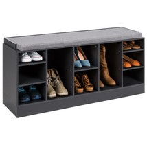 Shoe Storage Rack Bench Padded Seat 10 Cubbies 46-Inch Entryway Shoes Organizer - £82.39 GBP