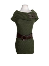 Its Our Time Womens Sweater Dress Size Junior Small Green Knit Short Sle... - $11.88
