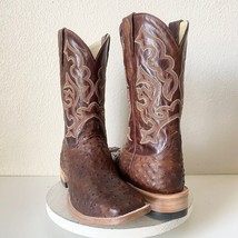 Lane TELLURIDE Capitan Mens Cowboy Boots 13 D Brown Ostrich Leather Squa... - £290.25 GBP