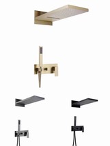 Brushed Gold wall mounted Rianfall BathTub shower Faucet with Handshower - £553.16 GBP