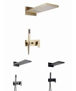 Brushed Gold wall mounted Rianfall BathTub shower Faucet with Handshower - $692.01