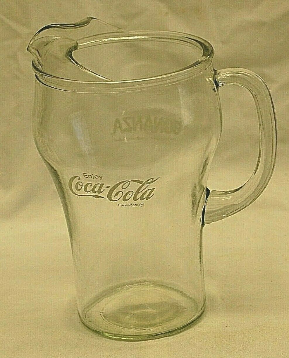 Coca Cola Coke Clear Glass Pitcher Ice Guard Bonanza Logo on 2nd Side Vintage - $39.59