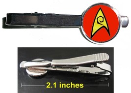 Star Trek red Engineering emblem Tie Clip Clasp Bar Slide Silver Metal Shiny - £12.26 GBP