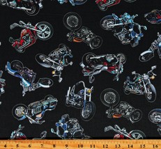 Cotton Motorcycles Motorbikes Tossed On the Road Fabric Print by Yard D690.96 - £11.08 GBP
