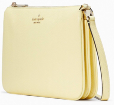 NWB Kate Spade Leila 3-Gusset Pale Yellow Leather Crossbody WKR00448 Gift Bag FS - £82.10 GBP