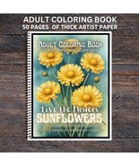 Sunflowers Spiral Bound Adult Coloring Book - Thick Artist Paper - Sprin... - $30.00