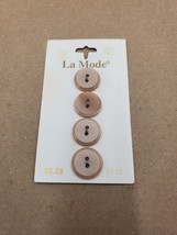 La Mode Round 5/8in 16mm Tan Brown 2 Hole Button on Card Unused Blumenth... - $5.89