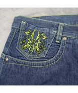 Miskeen Shorts Mens 42 Blue Denim Embroidered Pattern Cotton Casual Bottoms - £35.82 GBP