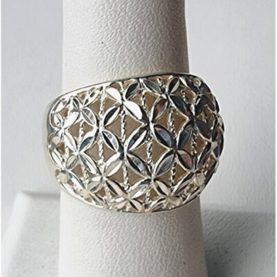 Jcm 925 Sterling Silver Diamond Cut Filigree Ring Size 7 At Item image 5