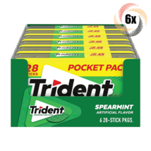 Full Box 6x Packs Trident Pocket Pack Spearmint Chewing Gum | 28 Sticks Per Pack - £21.03 GBP