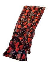Black Red Pink Hearts Polyester Oblong Scarf Shawl 60&quot;x13&quot; - $7.99