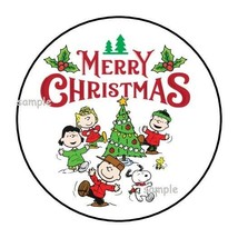 30 Merry Christmas Snoopy Envelope Seals Labels Stickers 1.5&quot; Round P EAN Uts Gang - £5.87 GBP