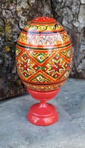 Easter Wooden egg with stand Decorate Gift Present Pysanky Pysanka Handmade 4,5&quot; - £10.69 GBP
