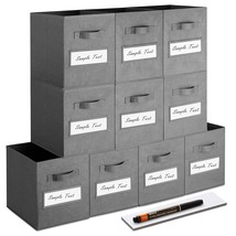 Set Of 10 Storage Cubes, Foldable Fabric Cube Storage Bins With 10 Label... - £52.74 GBP