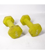 5 LB Neoprene Hex Rubber Coated Dumbbell Hand Weights Set of 2 Green - £17.47 GBP