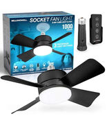 Bell + Howell 15.7 in. Indoor Matte Black LED Socket Ceiling Fan with Remote - $39.15