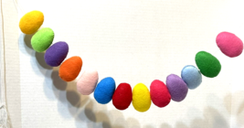 Vintage Handmade Felt Easter Eggs Garland Decorating 13 on String 2.5&quot; Each - £14.82 GBP