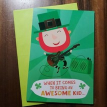 St. Patrick&#39;s Day for Kid Hallmark Card Leprechaun Guitar You Rock Green... - $3.92