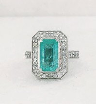 Natural Green Emerald 2.89 ct. Transparent with Natural Diamond Round Brilliant  - £1,442.50 GBP