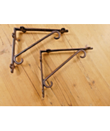2 PCS CAST IRON SHELF BRACKETS CORNER BRACE CORBELS PLANT HOOKS LARGE RU... - €24,85 EUR