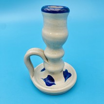 WPF 2000 - Williamsburg Pottery Cobalt Blue Candlestick Holder Stamped 4.75&quot; - £7.22 GBP