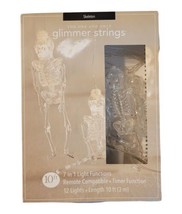 Pier 1 Skeletons Halloween Glimmer Strings Lights Clear 10&#39; In/Outdoor 7 Setting - £32.23 GBP