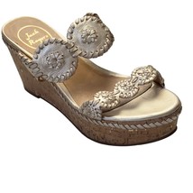 JACK ROGERS Women’s Shoes Gold Leather wedge Gold Flecked Cork heels Siz... - $44.09
