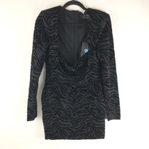 DUNDAS x REVOLVE Ramone Mini Dress in Black Tiger Velvet Burnout Shoulderpads M - £152.32 GBP