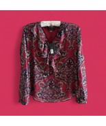 Tommy Hilfiger Women&#39;s Top Sz L Fushia Pink Paisley-Print Ruffled Blouse... - €25,63 EUR