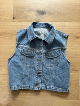 VTG GAP Cropped Denim Vest Large Women Blue Jean Jacket Motorcycle Vest Y2K 90s - £20.27 GBP