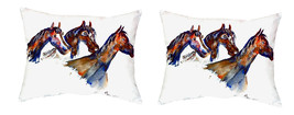 Pair of Betsy Drake Three Horses No Cord Pillows 16 Inch X 20 Inch - £62.14 GBP