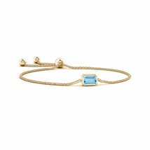 ANGARA Emerald-Cut Aquamarine Bracelet in 14k Solid Gold (Grade-AAAA Size-8x6) - £980.74 GBP