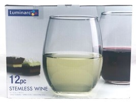 Luminarc Clear Stemless Wine Glasses - Set of 12 - 15 Oz Glasses Made in USA NIB - £13.86 GBP