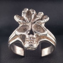 Men&#39;s Biker Skull w/Claws Sterling Silver Ring Size 11.25 - $117.51