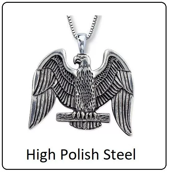 UniqueJewelry IMPERIAL EAGLE Necklace - 1&quot; roman standard silver steel p... - $11.99