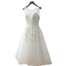 Kivary Tulle Sheer Bateau Lace Corset Tea Length Prom Homecoming Dresses Ivory U - £93.95 GBP
